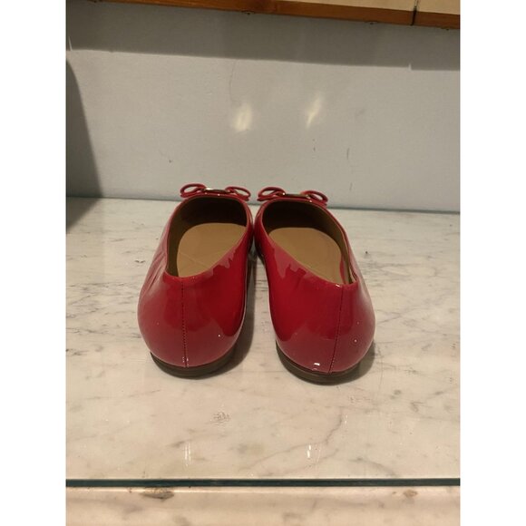 Salvatore Ferragamo Shoes Womens Size 9.5 Red Varina Patent Ballet Flats Italy - Picture 5 of 6